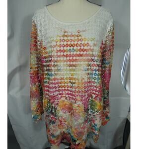 Soft Surroundings XL Lace Covered Tunic Ombre Colorful Artsy NWT